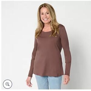 QVC Belle by Kim Gravel TripleLuxe Scoop Neck Long Sleeve Top SIZE M